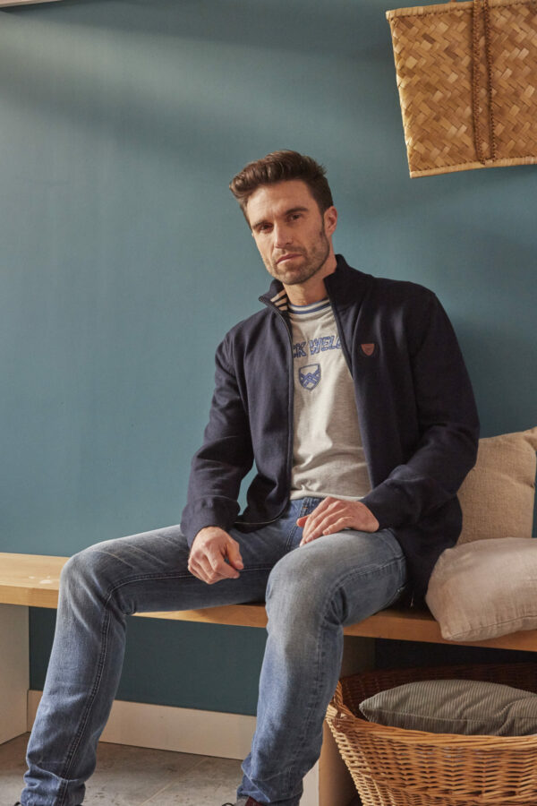 GILET TRICOT CASUAL CHIC SIGNATURE BLEU – Image 2