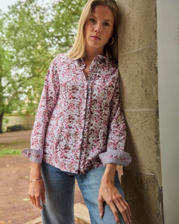 CHEMISE ROSES HERITAGE RUCHE